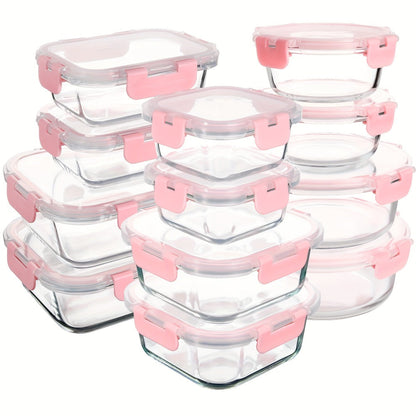 Glass Food Storage Containers with Airtight Lids – Borosilicate Glass Meal Prep Containers Set, Microwave Dishwasher Freezer Safe