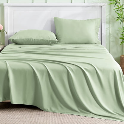 Bed Sheet Set 4-Piece 2200TC Bamboo Blend with Four Bed Sizes and Eleven Solid Color Options