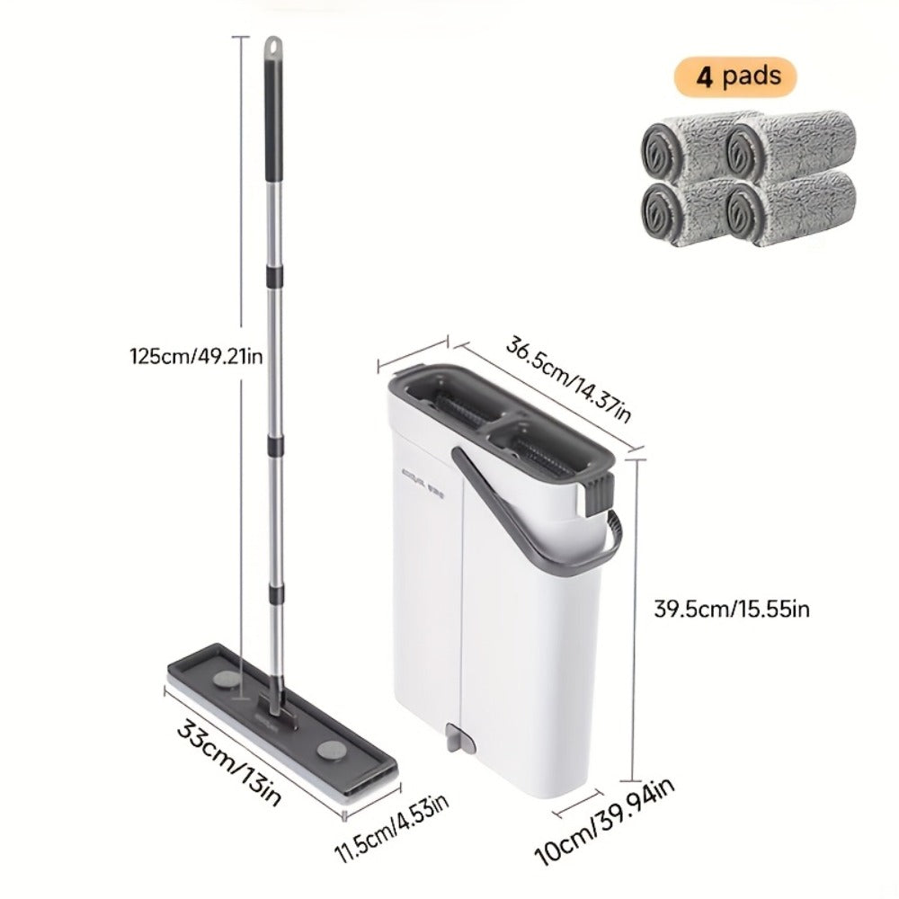 Spin Mop and Bucket Set with Wringer 360° Flat Mop Microfiber Pads Long Handle for Hardwood for Home Cooking, Dining and Outdoor Meals