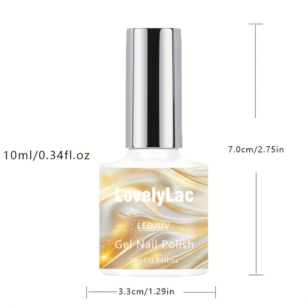 Gel Nail Polish, Shimmer White Glitter, Semi-Permanent LED Polygel, High-Shine Glossy Finish, Explosive