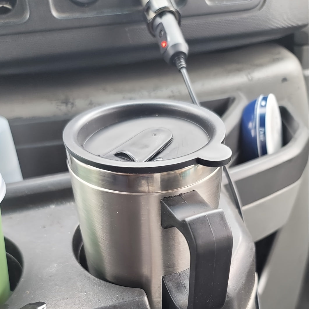 Car Electric Kettle 12V 60W 450ml Stainless Steel Keep 65C Portable Heating Thermos Cup for Entryways, Bedrooms and Living Spaces