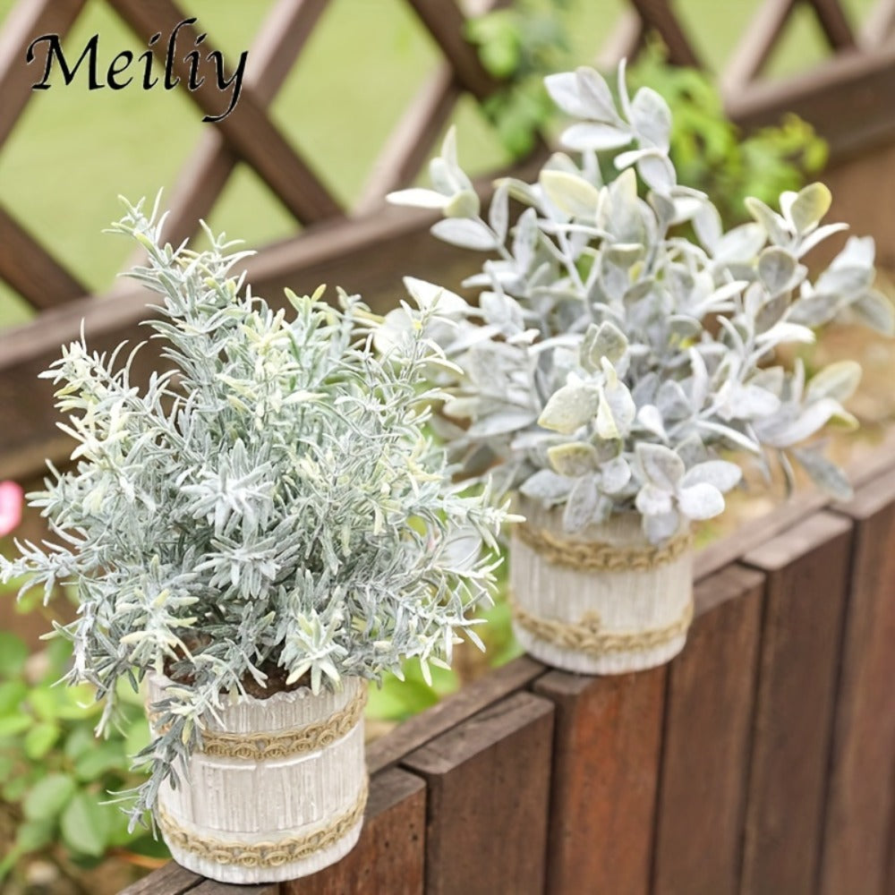 Mini Artificial Potted Plants 4 Pack, Realistic Fake Greenery in White Pots for Home, Office & Party Decor