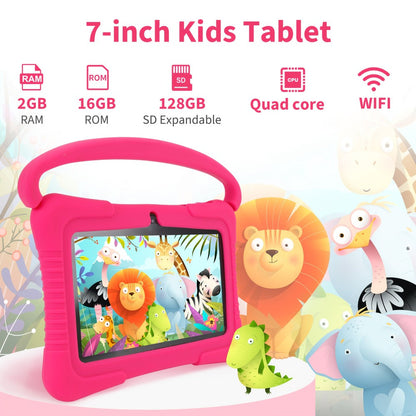 Kids Tablet 7 Inch with Android, 2GB RAM, 16GB Built-In Storage, Dual Cameras and Silicone Case