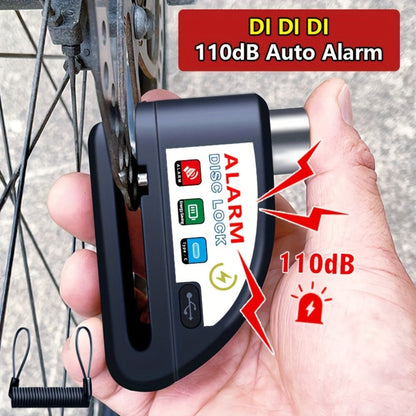 Motorcycle Disc Brake Lock with 120dB Alarm & USB Rechargeable 500mAh Battery, Anti-Theft Security Lock for Motorcycles Bicycles Dirt Bikes