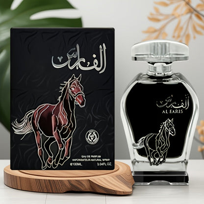 AL FARIS Black Mustang Men Cologne Eau de Parfum 3.38 oz 100ml Dubai Arabian Oriental Fragrance Woody Oud Musk Spray