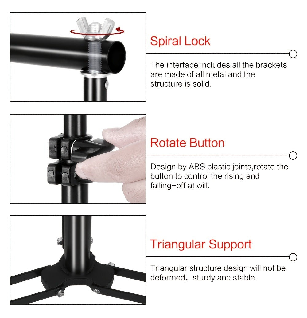 10x7ft Adjustable Backdrop Stand Kit for Photo Studio – Background Support System with 2 Stands, 4 Crossbars