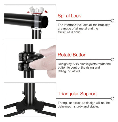 10x7ft Adjustable Backdrop Stand Kit for Photo Studio – Background Support System with 2 Stands, 4 Crossbars