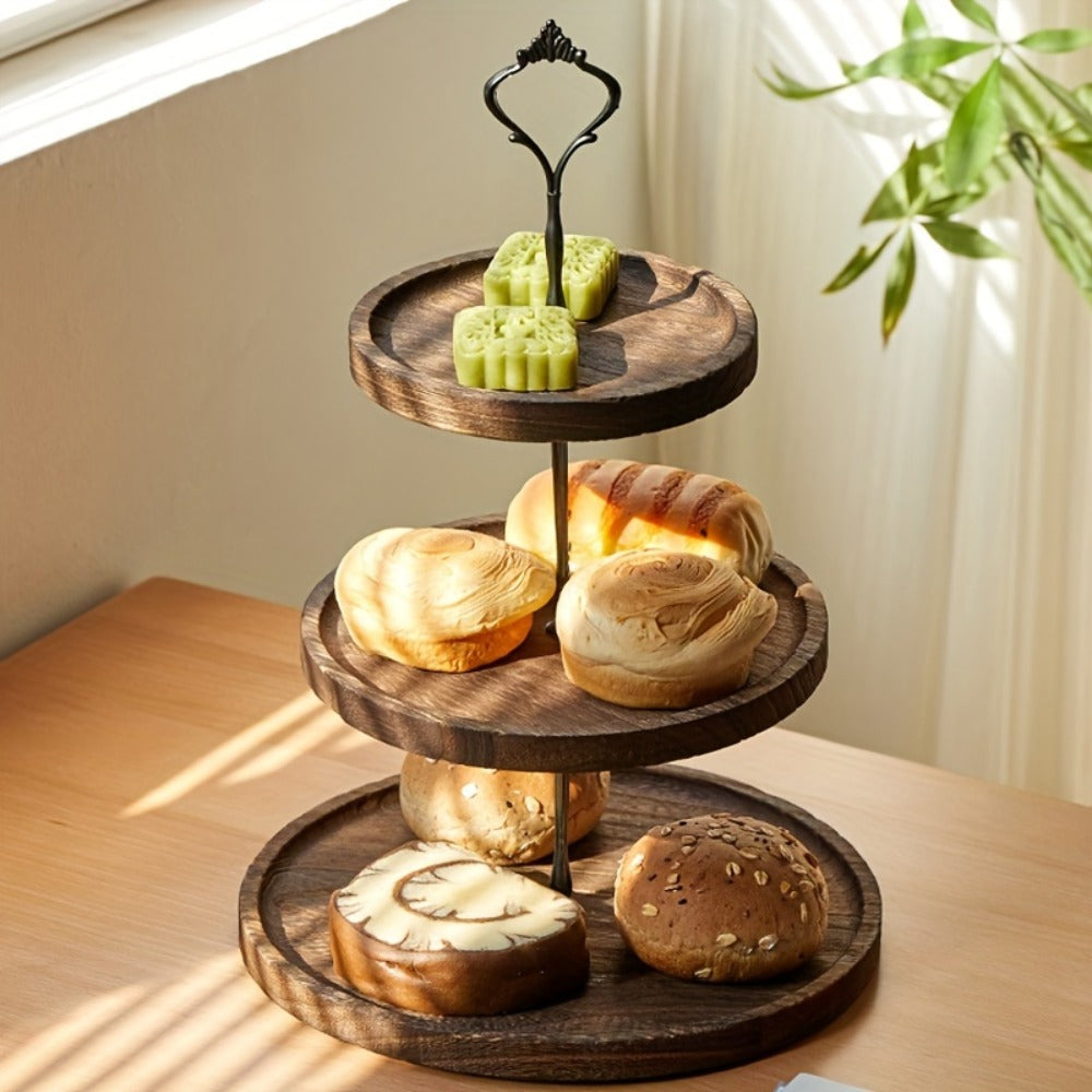Wood Cupcake Stand 3 Tier Rustic Dessert Tower Holder for Birthday Party Wedding Baby Shower Farmhouse Woodland Decor Cupcake Display Rack