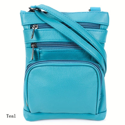 Genuine Leather Shoulder Bag for Women Men Soft First-Layer Cowhide Crossbody Bag Multi-Pocket Messenger Bag 3 Sizes Fits Smartphone Tablet