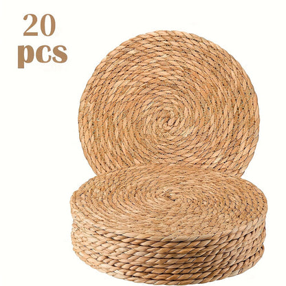 Round Placemats for Dining Table 12 Inch Boho Jute Braided Charger Plates Rattan Wicker Farmhouse Rustic Table Mats Set