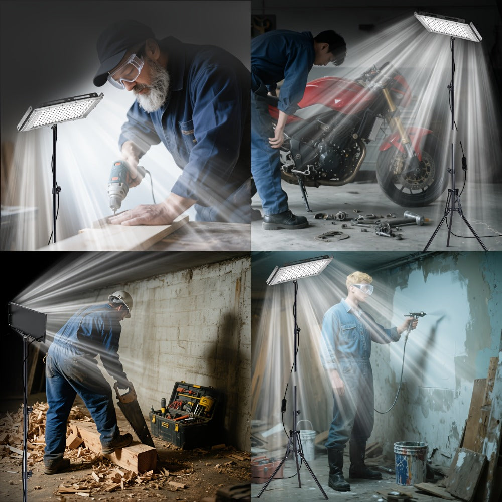 LED Work Light USB Powered 6000K Super Bright, Adjustable Height & Angle Bracket Lamp for Construction Site