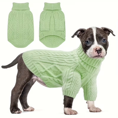 Dog Sweater Turtleneck Warm Knit Pullover with Soft Long Sleeves for Small Medium Breeds, All-Season Machine Washable Pet Sweater