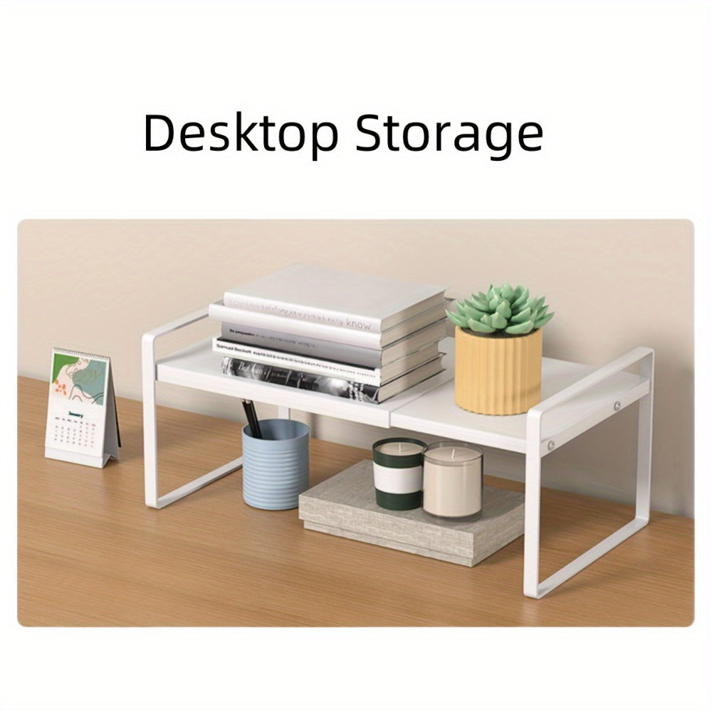 Expandable Cabinet Shelf Organizer Riser for Home Cooking, Dining and Outdoor Meals, with the Listed Configuration