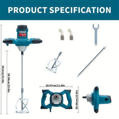 Electric Handheld Cement Mixer 2100W, 6-Speed Adjustable 800 RPM Mortar Mixer Drill for Mixing Paint