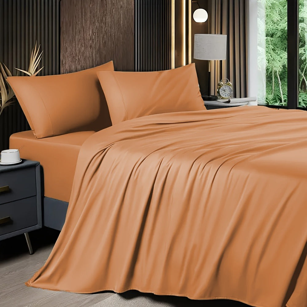 Bed Sheet Set 4-Piece 2200TC Bamboo Blend with Four Bed Sizes and Eleven Solid Color Options