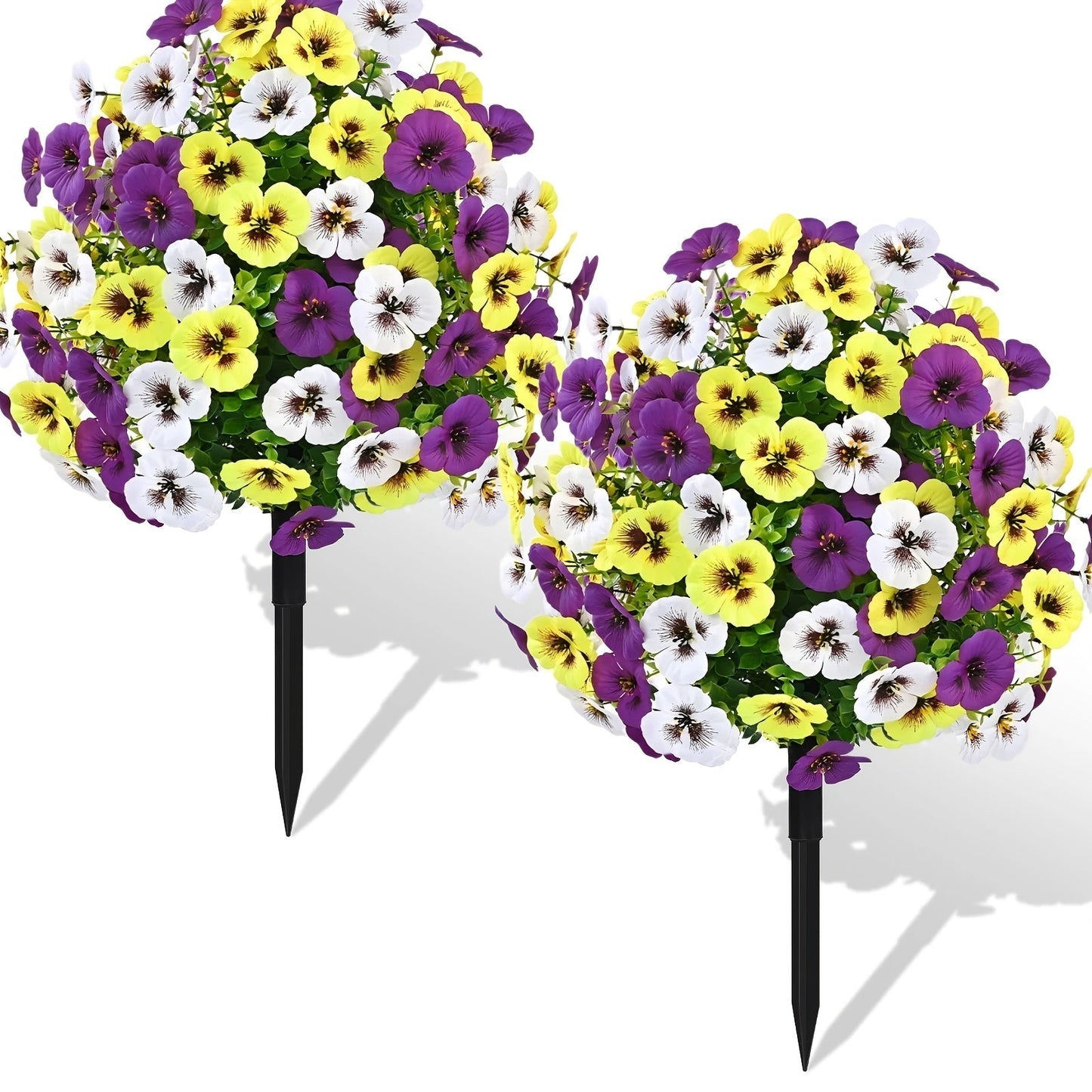 Artificial Floral Topiary Ball with Ground Spike, 22 or 23.6 Inch Height and Single or Two-Piece Style Options