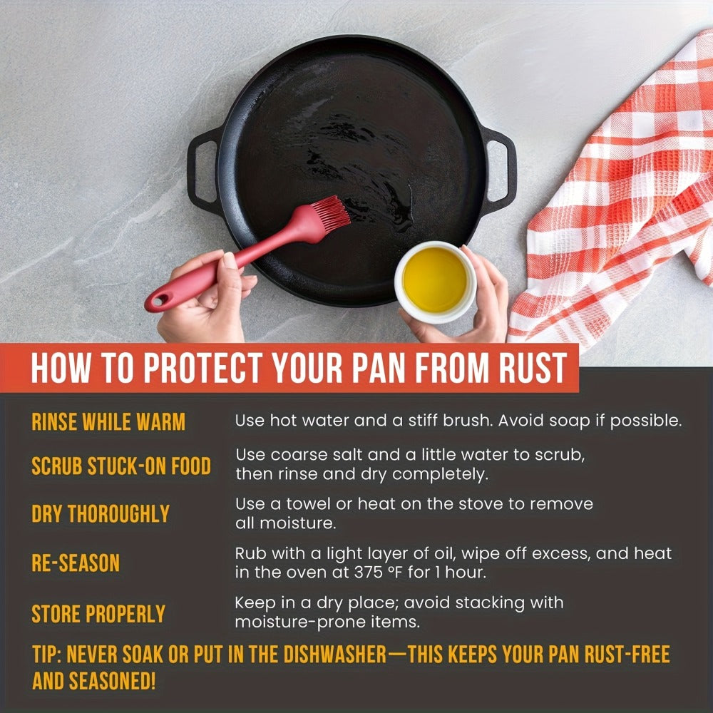 Cast Iron Frying Pan Non-Stick 11 Inch 28cm, Anti-Deformation Even Heating, Oven & Induction Safe Skillet for Pizza Barbecue & Camping