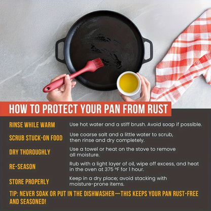 Cast Iron Frying Pan Non-Stick 11 Inch 28cm, Anti-Deformation Even Heating, Oven & Induction Safe Skillet for Pizza Barbecue & Camping