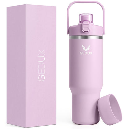 Vacuum Insulated Tumbler 32oz Stainless Steel with Handle Straw 2-in-1 Lid Chug Straw Lid Silicone Boot Matte Finish Keeps Drinks Cold Hot