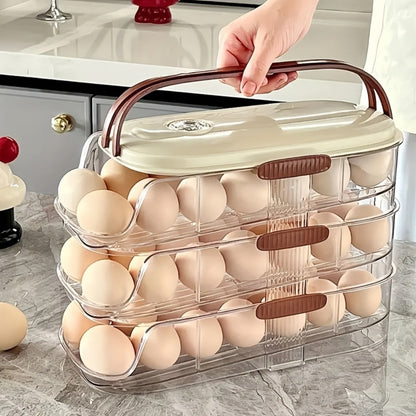 Egg Rack Kitchen Organizer Double-Row Auto-Rolling Dispenser with One, Two or Three Layer Options