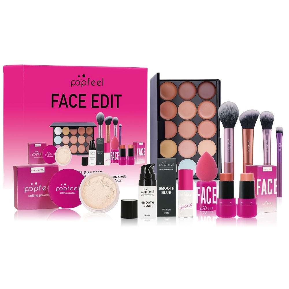 Makeup Gift Set Box for Women Teens – Eyeshadow Palette Blush & Foundation Waterproof Long-Lasting Complete Beauty Cosmetic Kit All Skin