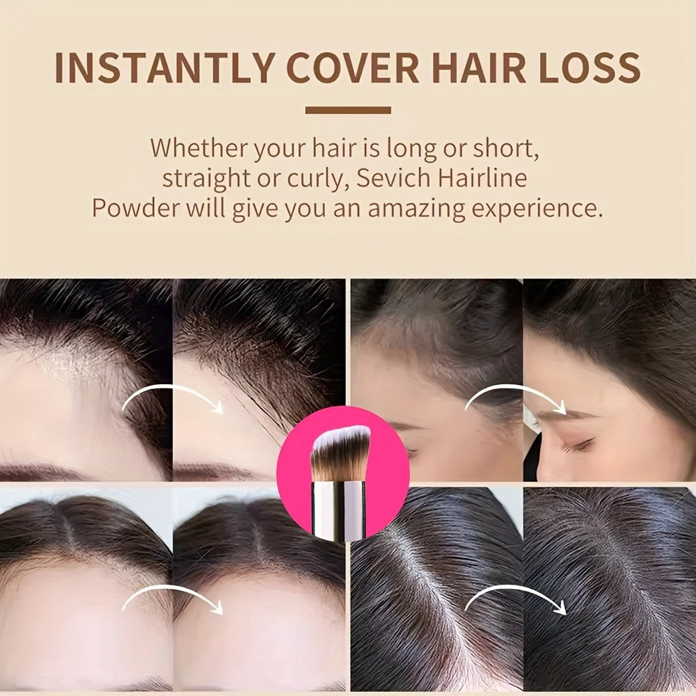 Thinning Hair Root Coverage Powder with Brush, Instant Hairline Concealer Natural Shadow Effect