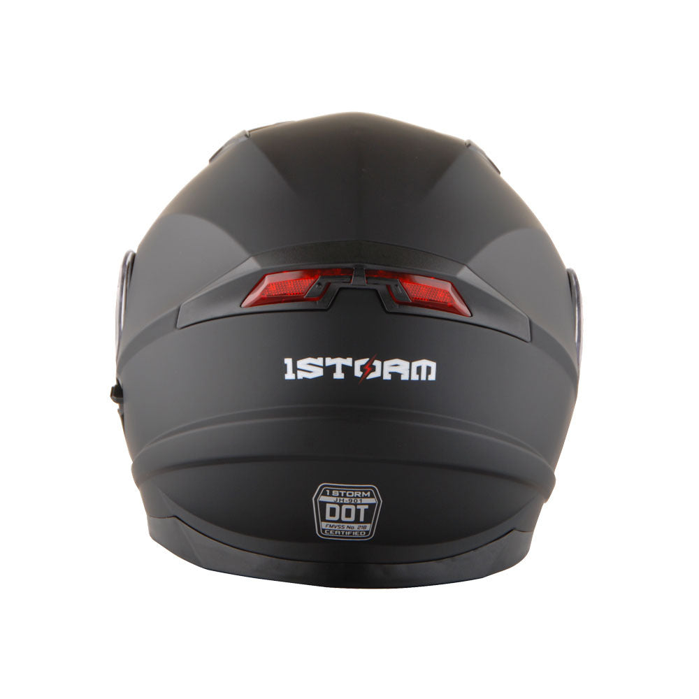 Motorcycle Helmet Modular Flip-Up Design with Dual Visors, Optional Three-Mode LED Tail Light and S-XL Sizes