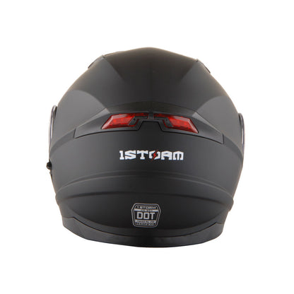 Motorcycle Helmet Modular Flip-Up Design with Dual Visors, Optional Three-Mode LED Tail Light and S-XL Sizes