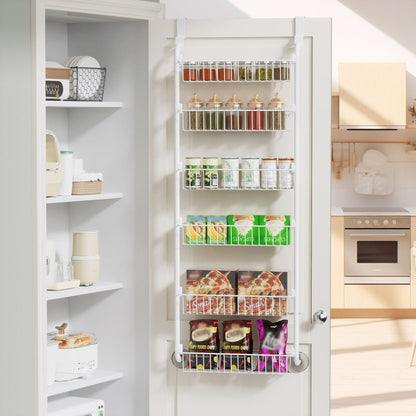 Over-the-Door Metal Organizer Rack 6 & 8 Tier – Pantry Storage, Spice Rack, Kitchen Cabinet Organizer, Holds Up to 80 Lbs