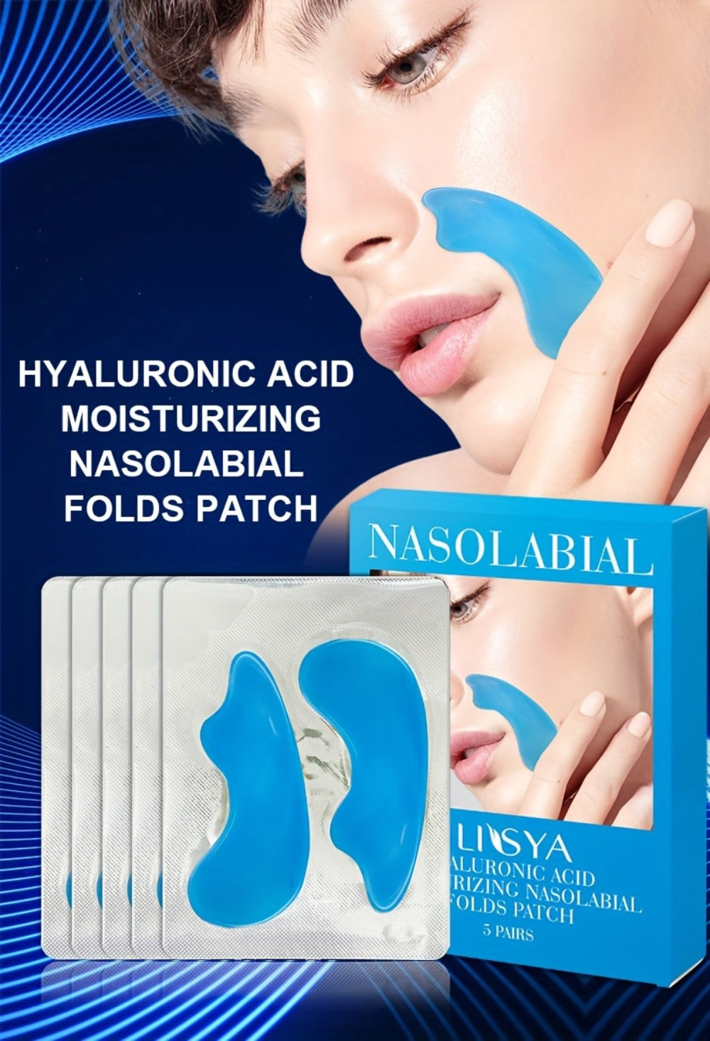 Nasolabial Fold Patches 3 Boxes - Hyaluronic Acid & Collagen Laugh Line Sticker, Lifting Tightening Anti-Wrinkle Nose Line Patch