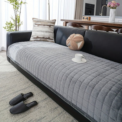 Sofa Cushion Cover Flannel Non-Slip Bohemian Style Soft Plush Couch Cover – Machine Washable Solid Color Slipcover for 2/3/4-Seater Sofa