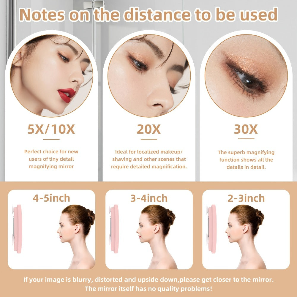 30X LED Magnifying Mirror Rechargeable 6-Inch Lighted Handheld Pocket Mirror with Hanging Loop – Portable Travel Vanity Mirror for Precision