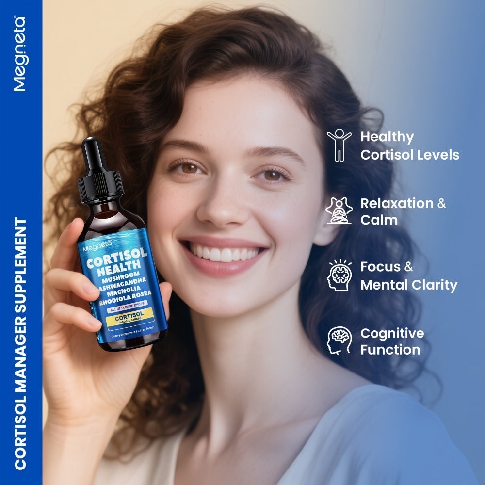 Cortisol Balance Liquid Drops for Stress & Cortisol Belly, KSM-66 Ashwagandha, Magnesium Glycinate & L-Theanine Sublingual Supplement