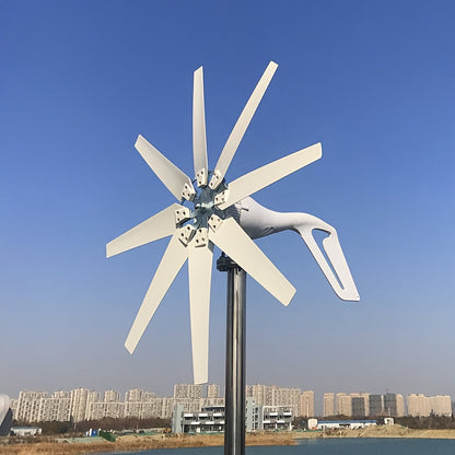 Wind Turbine Generator 1000W 12V/24V, 8-Blade MPPT Controller Kit, Coreless Magnet Home Rooftop Off-Grid Power System Windmill