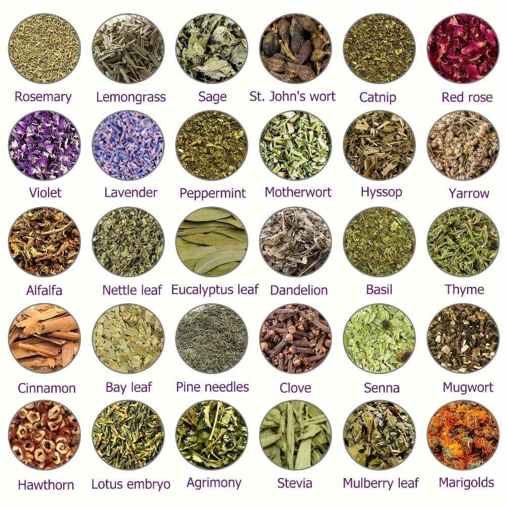 Dried Herbs Kit 30 Packs for Wicca Witchcraft Rituals Altar Supplies Magic Spells with Metal for Entryways, Bedrooms and Living Spaces