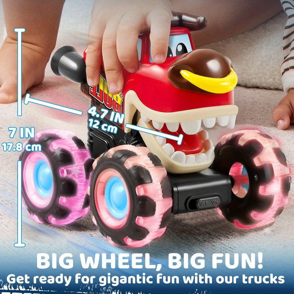 Monster Truck Toys for Toddlers 3-Pack LED Light Up Wheels Press & Go Animal Trucks Shark Bull Dinosaur
