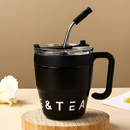 16oz Stainless Steel Straw Travel Tumbler with Handle and Clear Lid in Six Checkout Colors