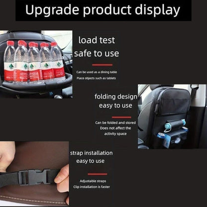 Car Rear Seat Organizer with Foldable Table, Footrest, Cup Holder, Tissue Box & Laptop Base – 2-Piece Premium Back Seat Storage Box Travel