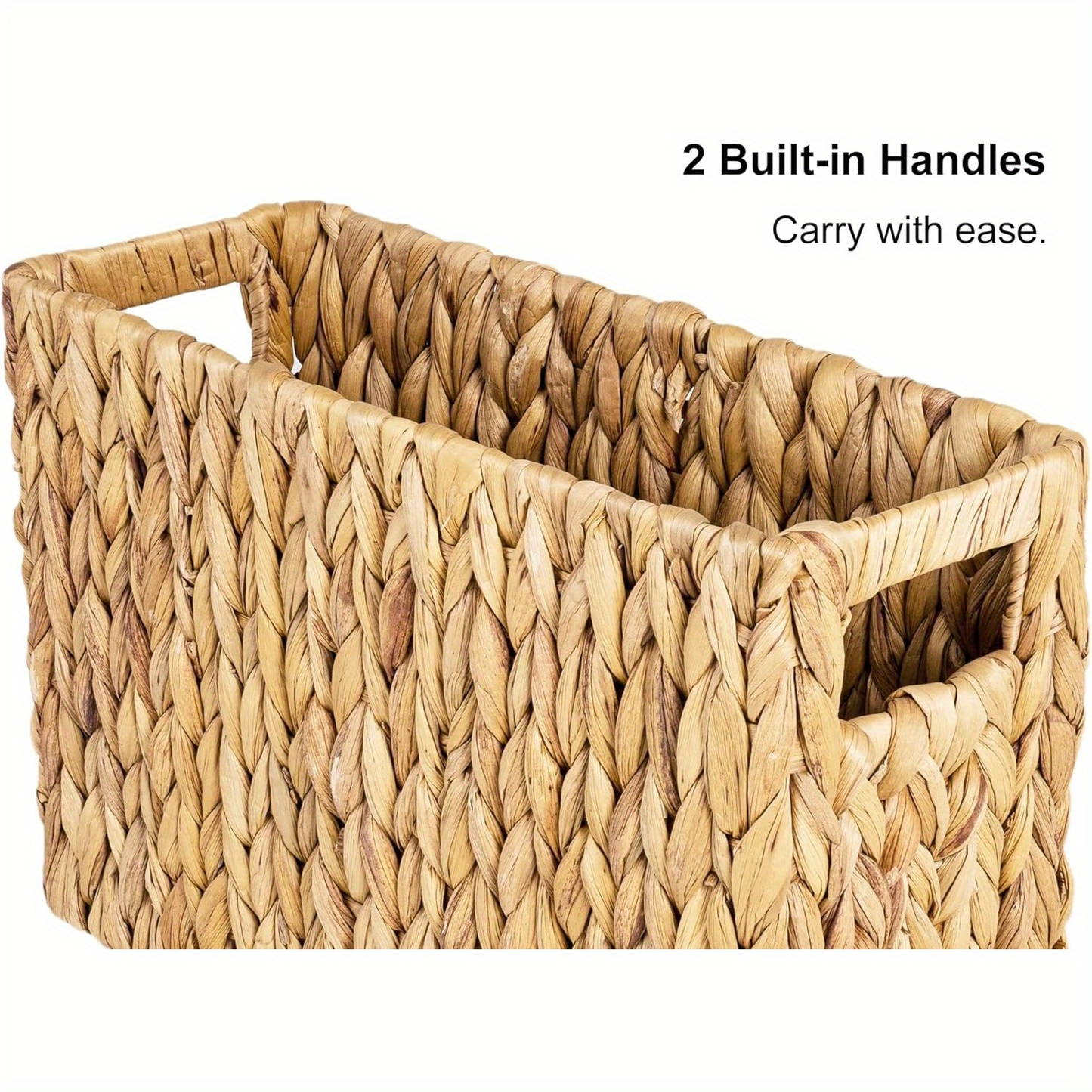 Magazine Holder Basket – Hand Woven Water Hyacinth Wicker Organizer for Bathroom, Office, Living Room, Bedroom Storage & Boho Home Decor