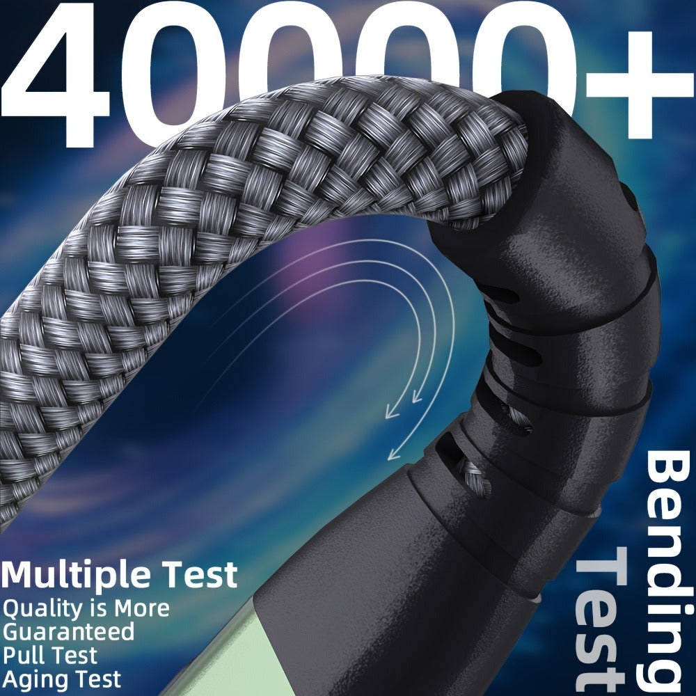 USB-A to USB-C Cable with LED Digital Display, 3A Fast Charging & 480Mbps Data Sync, Nylon Braided Anti-Overheat