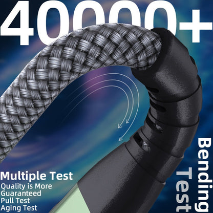 USB-A to USB-C Cable with LED Digital Display, 3A Fast Charging & 480Mbps Data Sync, Nylon Braided Anti-Overheat