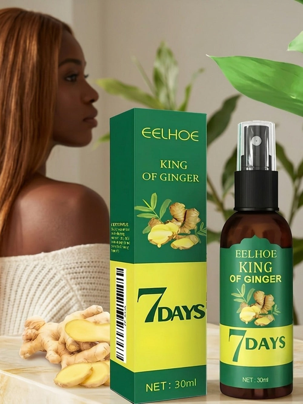 Ginger & Biotin Hair Growth Gift Set 2-Pack - Ginger Scalp Oil + Biotin Strengthening Serum for Home, Travel and Salon Hair Styling