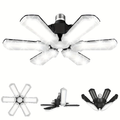 LED Garage Lights 25000LM Deformable, 250W Equivalent E26/E27 Screw-In Ceiling Shop Light with 6+1 / 8+1 Adjustable Panels for Garage