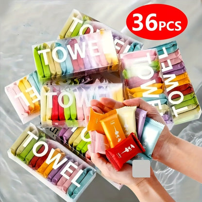 Compressed Disposable Face Towels 36pcs – Pure Non-Woven Fabric Makeup Remover Wipes, Individually Wrapped Thickened Skin-Friendly Cleansing