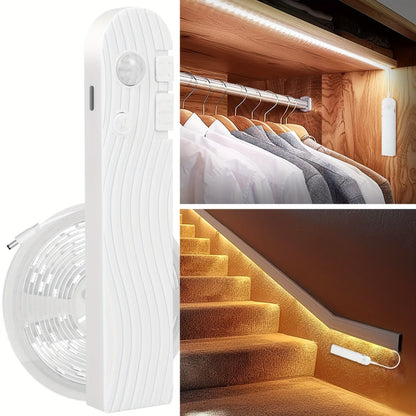 Motion Sensor LED Light Strip Kit with 16.4ft Strip, 2200mAh-Labeled Rechargeable Pack and One- or Two-Piece Options
