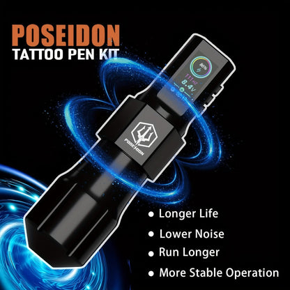 Professional Tattoo Machine Kit Wireless with LED Display - LTK08 Rotary Pen 20 Needles for Temporary Body Art, Festivals and Costumes