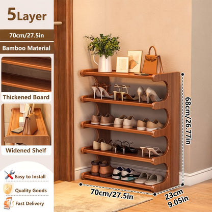 Bamboo Shoe Rack 3 5 6 Layer Widened Reinforced – Multi-Tier Shoe Storage Stand for Entryway Bedroom Living Room Garage