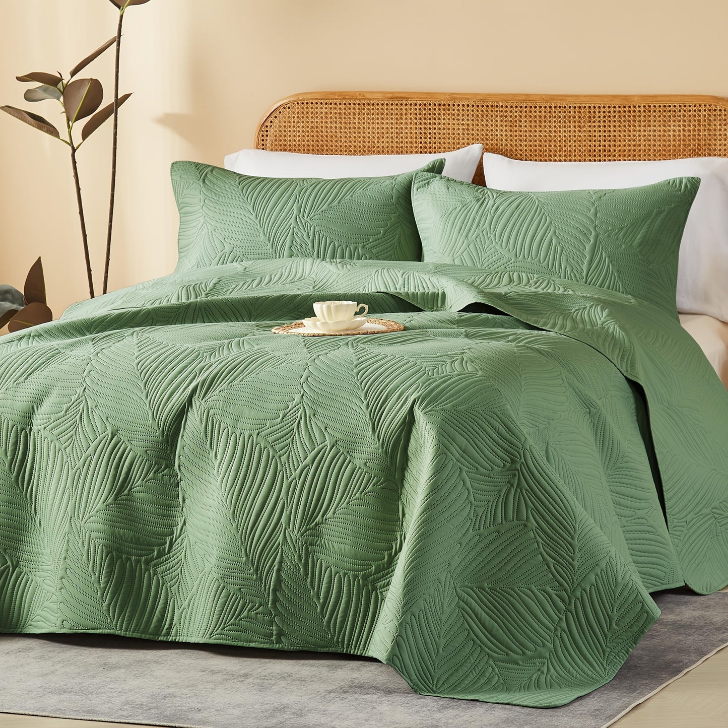 Quilt Set 2-3pcs – Lightweight Microfiber Bedspread Coin Pattern Coverlet All Seasons Twin Full Queen King Cal King