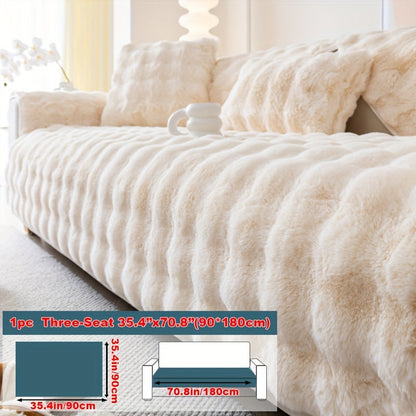 Sofa Cover Thick Faux Rabbit Plush Panels with Backing Detail for Seat, Armrest, Backrest or Pillowcase