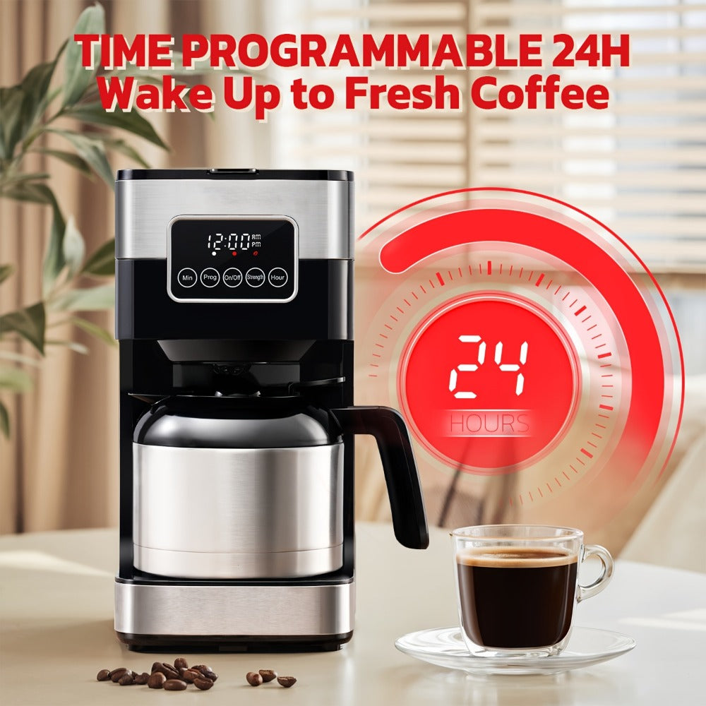 Touch Screen Programmable Drip Coffee Maker, Stainless Steel, Pause & Serve, Customizable Brew Strength